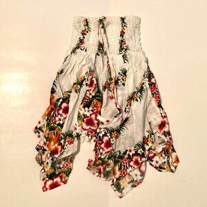 Girl's Halter Dress Hawaiian Luau Summer White Orange Red Floral Fern Size 4